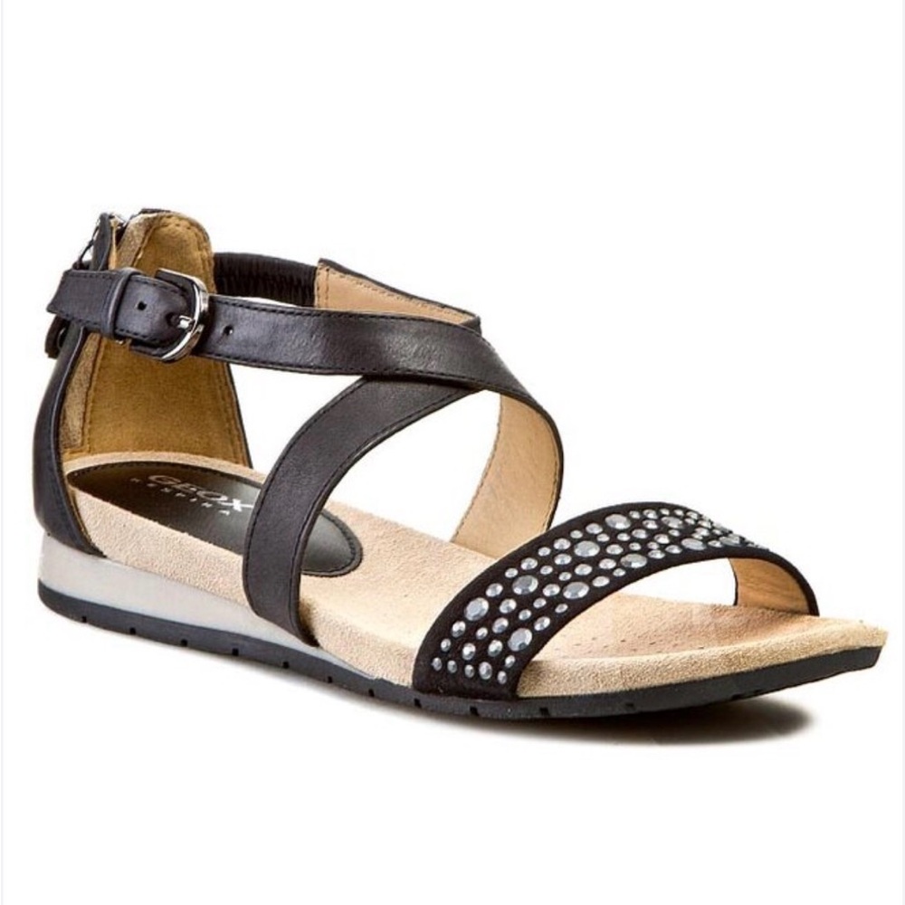 Geox Brand New Respira black rhinestone sandals size 37